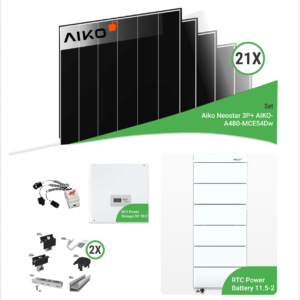 10,08 kWp PV-Komplettset mit 21x AIKO-A480-MCE54Dw Neostar 3P+ 480W Glas-Glas Modulen & RCT Power Storage 10.0 & RCT Power Battery 11.5-2 Speicher – inkl. Unterkonstruktion für Ziegeldächer
