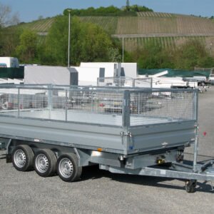 Humbaur HTK 3500.41 – Tridem-Kippanhänger – Alu, Gitteraufsatz 600 mm