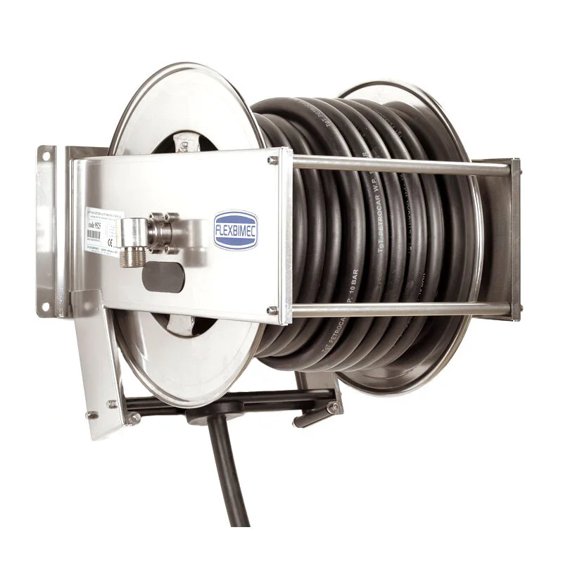 Schlauchaufroller – Automatisch – Offen – 1″ AG / 1″ IG – Edelstahl – Schwenkbare Wandhalterung